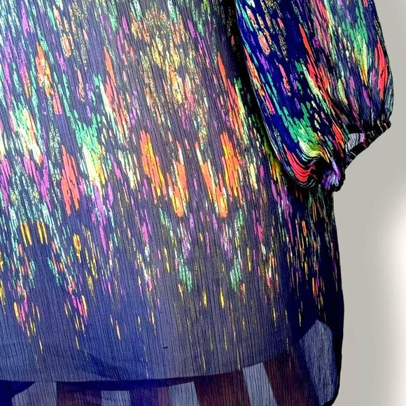 Liz Claiborne Woman 3/4 Sleeves Keyhole Sheered Tops Blouse Size 1X Multicolor - Picture 10 of 14